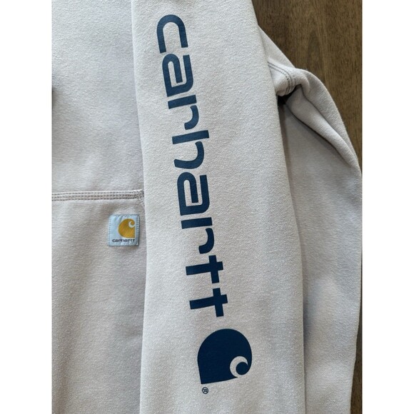 Carhartt Hoodie 2XL Loose Fit Mink Sweatshirt Logo Sleeve Workwear Streetwear - Picture 7 of 10